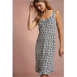 Anthropologie Monochrome Floral Midi Dress